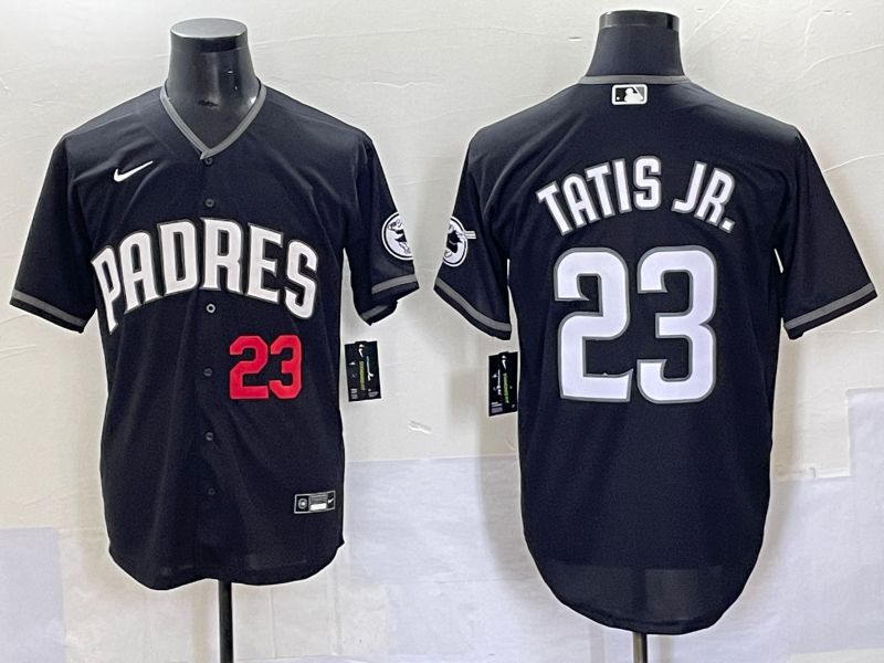 Men 2025 San Diego Padres 23 Tatis jr Black Game Nike MLB Jersey style 7034